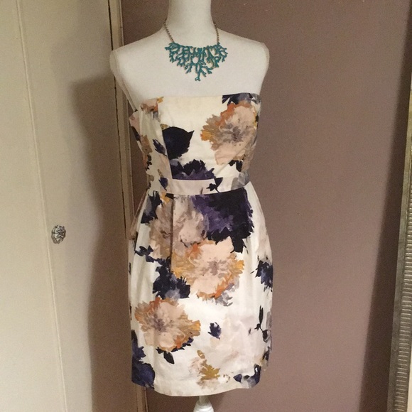 Gently Used J Crew floral strapless party dress - Picture 1 of 3